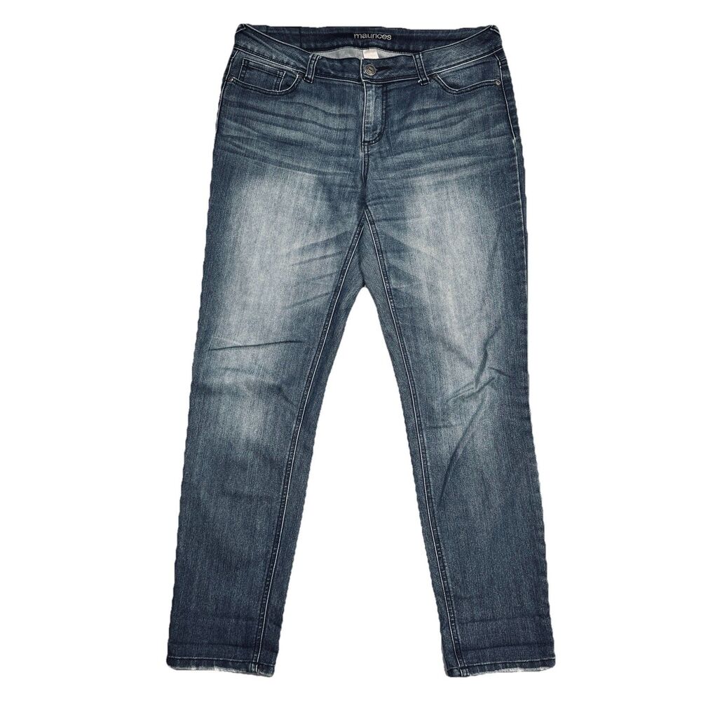 Maurices Skinny Leg Jeans Juniors 11/12 Blue Mid Rise Denim Measures 34 x 29.5